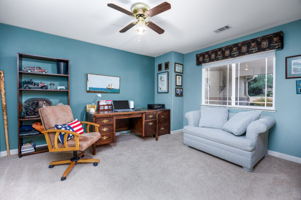 blue office room in El Dorado Hills homeblue office room